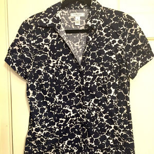 Navy/White Blouse, Size XL
